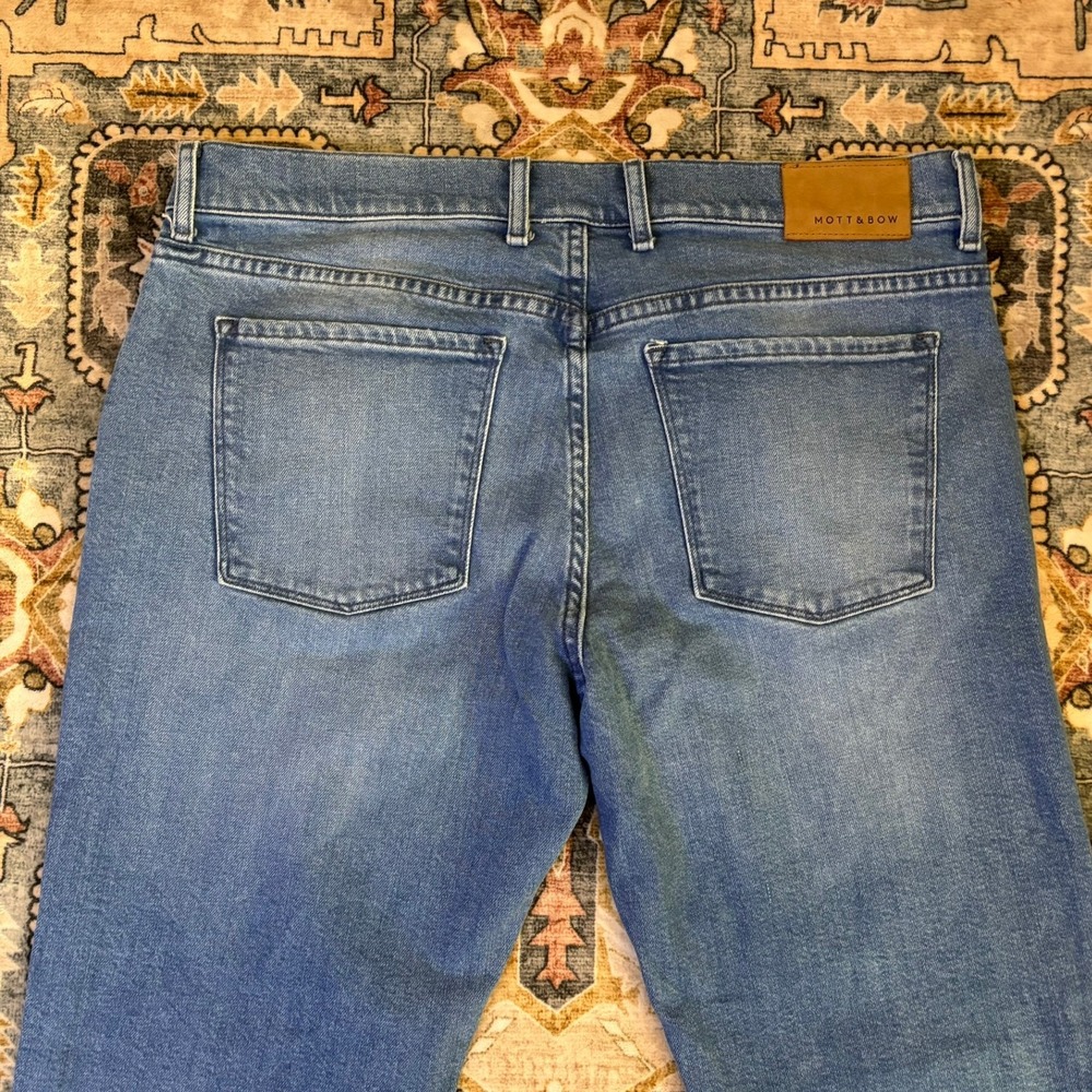 Mott & Bow Mens Slim Fit Straight Jeans Medium Wash Blue Denim W36 L32 Stretch - Picture 4 of 12